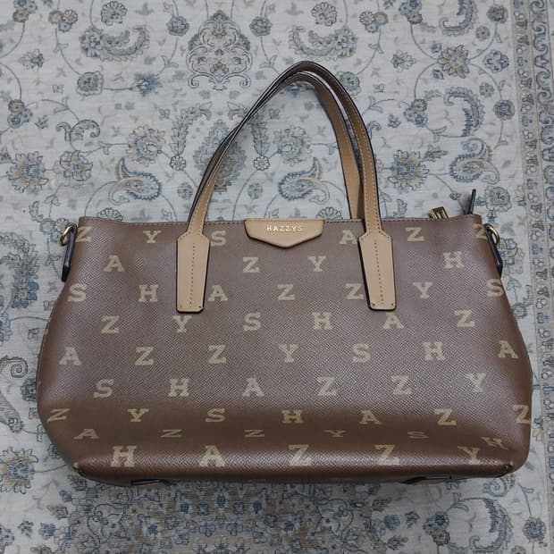 HAZZYS 로고 패턴 토트백 (어깨끈분실)