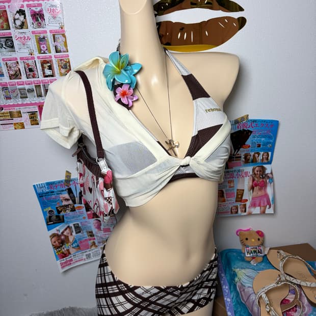 Set) 브라운 레노마 roxy 비키니 세트(3pcs)