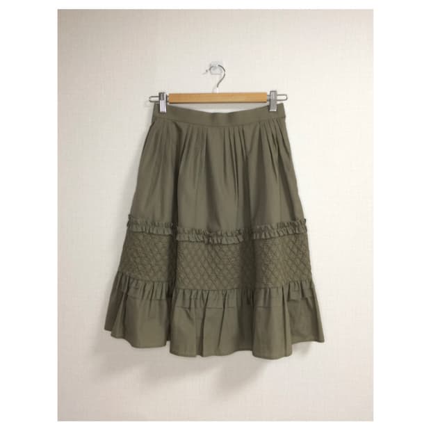 빈티지 브라운 프릴 미디스커트