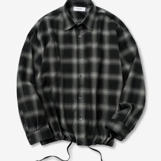 후브스 블랙 체크 셔츠 M