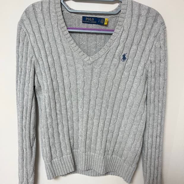 폴로랄프로렌 여성 케이블 브이넥 니트 그레이 s