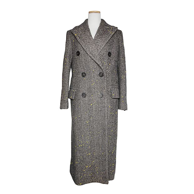 골든구스 그레이 순모 헤링본 롱코트 55