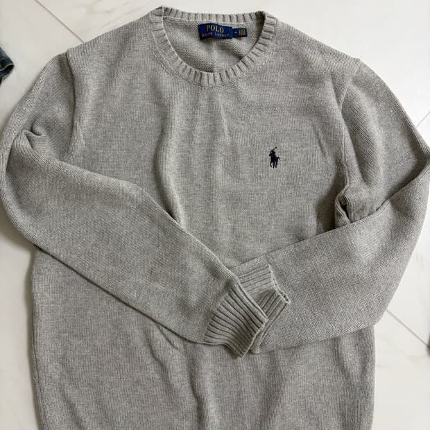 폴로 랄프로렌 코튼 니트 스웨터 그레이