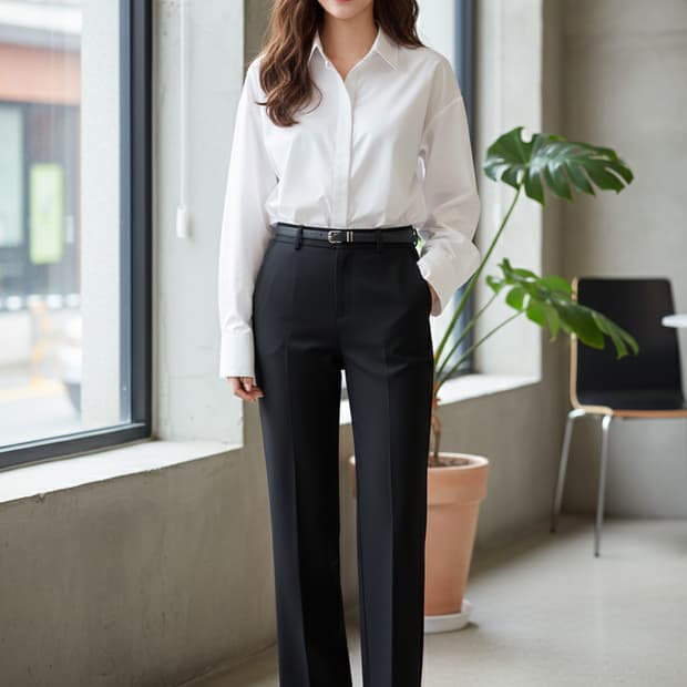 몽돌 MONGDOL 와이드 슬랙스 검정_S