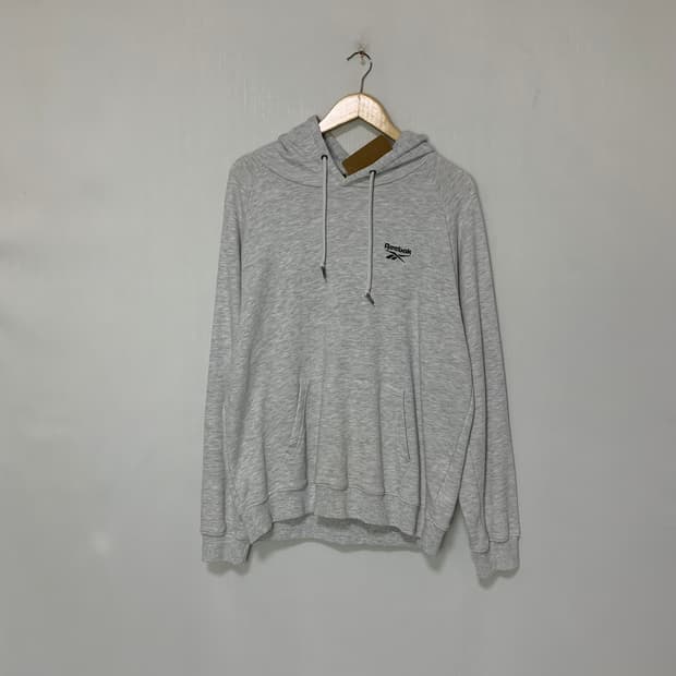 리복 백 로고 프린팅 베이직 후드티 그레이 L 남녀공용 빈티지