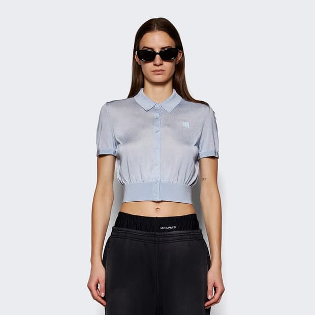 알렉산더왕 25SS 페일 블루 로고 자수 가디건