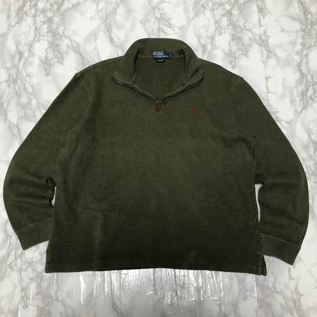 폴로 랄프로렌 딥카키 반집업 니트