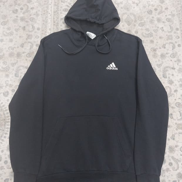 아디다스 기본 로고 후드티 블랙 XL