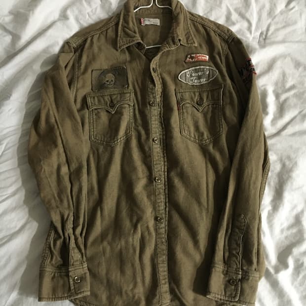 리바이스 카키 코튼 셔츠