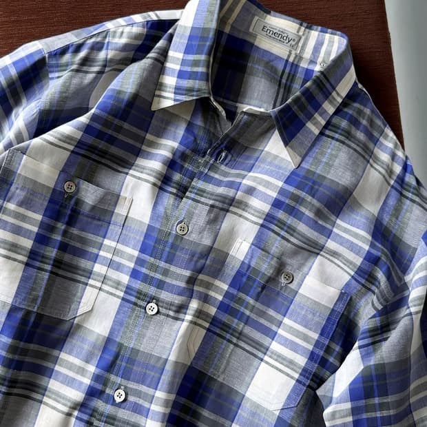 Natural cotton linen design check H/S sh