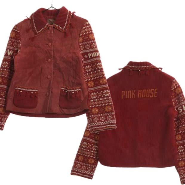 Pink house 핑크하우스 레더니트자켓