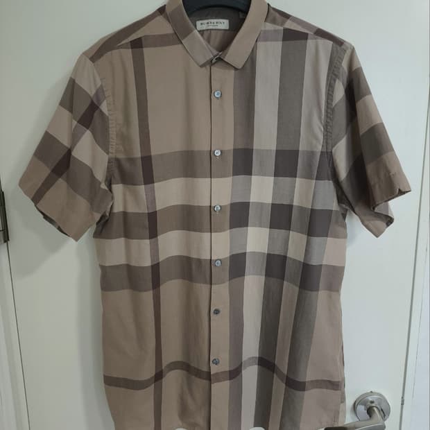 XL 버버리 노바체크 반팔 셔츠 톤브라운