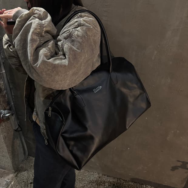 beams light faux leather boston bag