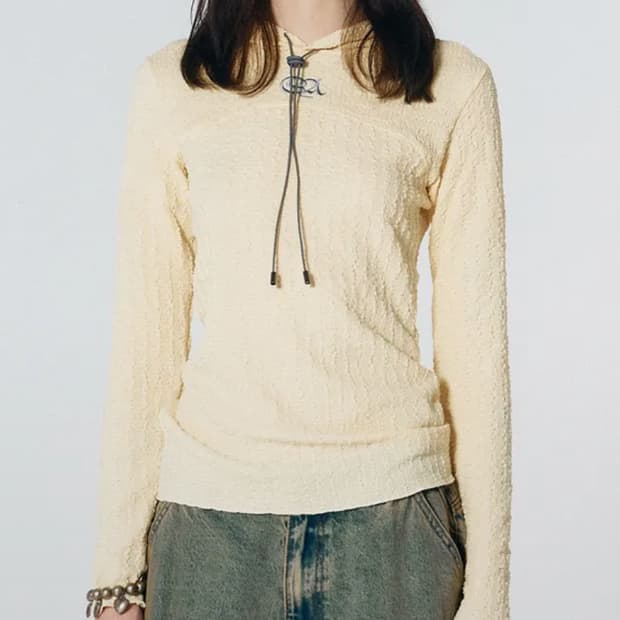 E-string Crinkle Hoodie Lemon