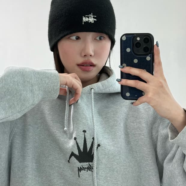 스투시 블랙 로고 비니