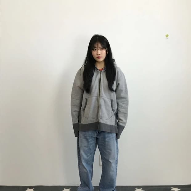 Jpn Grey Two Tone Zip Hoodie