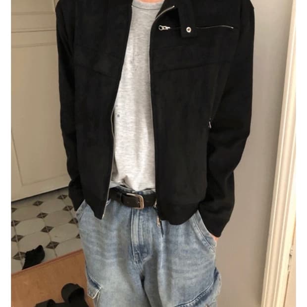 베이그 마드리드 스웨이드 블랙 자켓