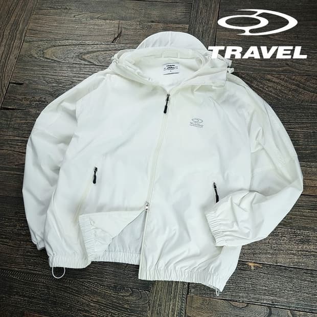[트래블] 워크샵 오버사이즈 후드 바람막이 자켓 아이보리 M19665