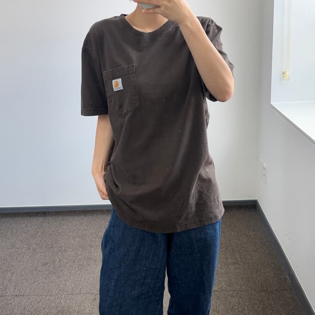 Carhartt 칼하트 원포켓 브라운 반팔