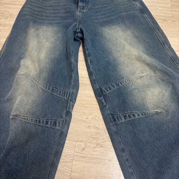 중청 워싱 커브드 팬츠