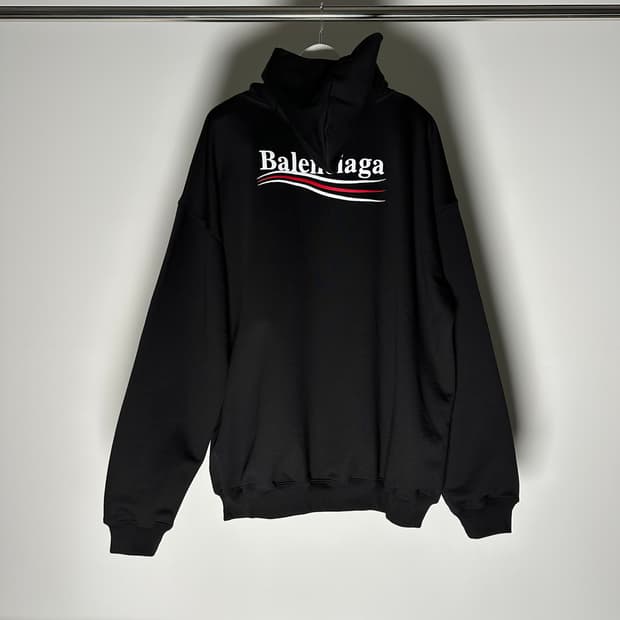 발렌시아가 오버사이즈드 폴리티컬 캠페인 후드 블랙