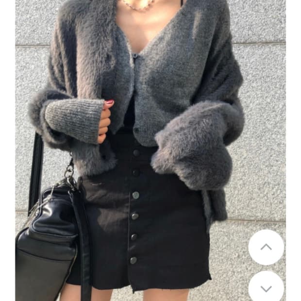 차콜 퍼 가디건