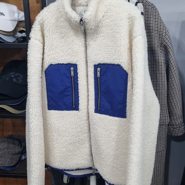 코스 플리스 하양파랑 집업자켓 가슴반품62(105~110) 상태좋아요~