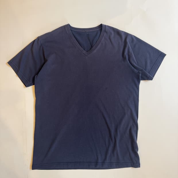 Navy Pigment Washed V-Neck Tee 