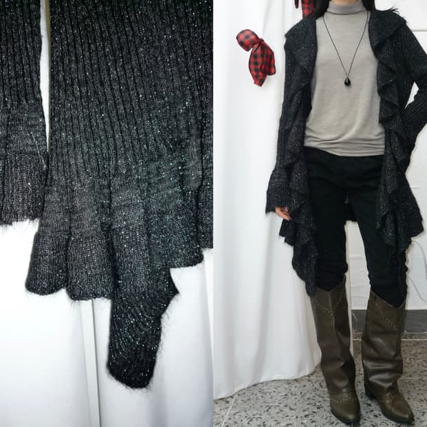 luminous black knit cardigan