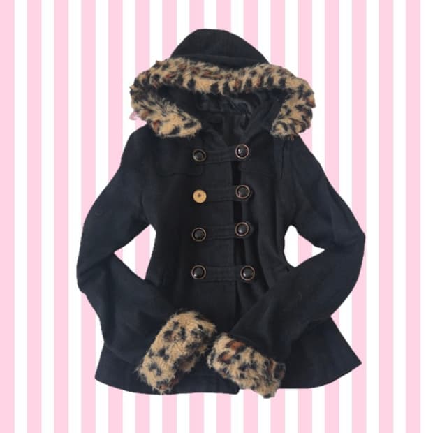 오네갸루 호피 레오파드 나폴레옹 코트