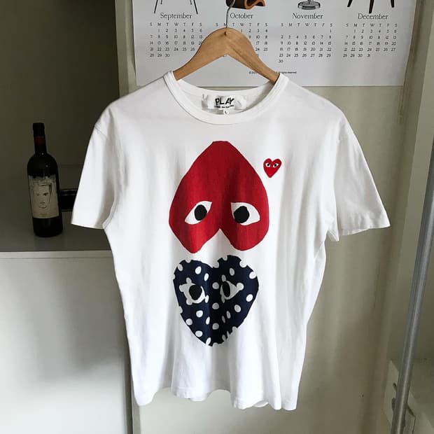 꼼데가르송 플레이 더블 하트 와펜 반팔티