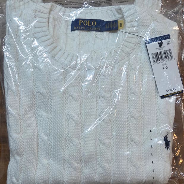 (새상품/정품)폴로 여성 케이블 니트 반팔L