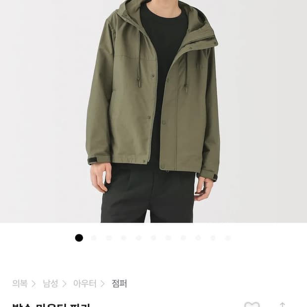 무인양품 발수 마운틴 파카 재킷 카키그린 XL