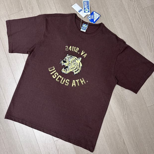디스커스 애슬레틱 바시티 타이거 반팔 티셔츠 브라운 m 사이즈