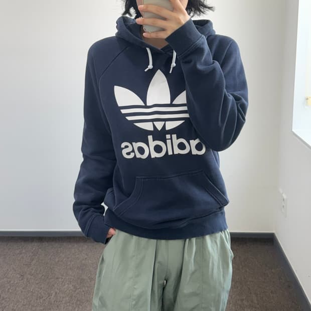Adidas 아디다스 파이어로고 네이비 후드티