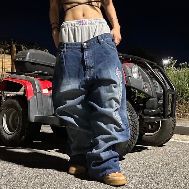 (새깅 추천!) 빈티지 워싱 자수 데님