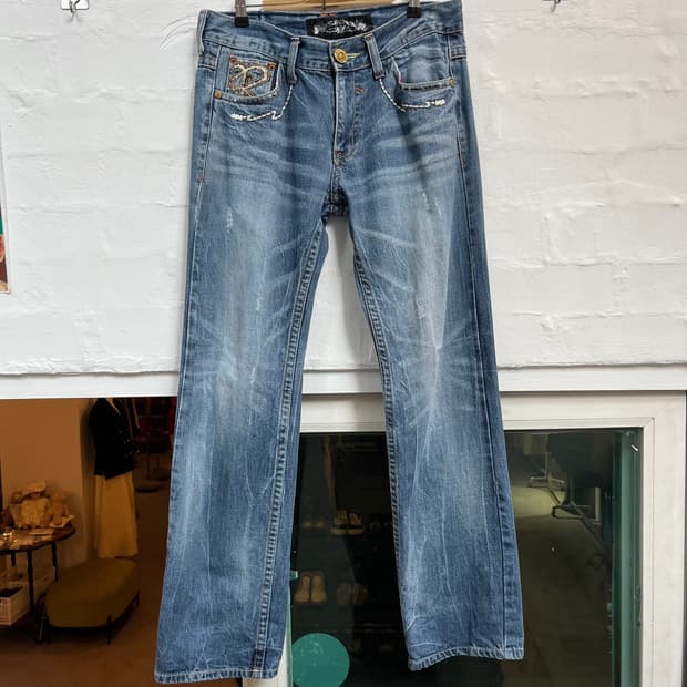 Red Pepper Jean Japan  백 패치 워싱 데님팬츠 W32