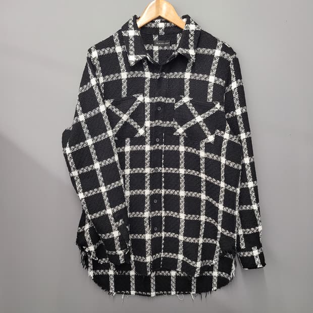 BlackBlond 블랙블론드 비비디 클래식 로고 플레이드 트위드 셔츠