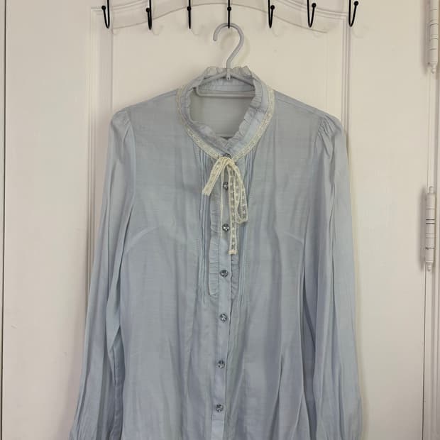 romantic blue blouse