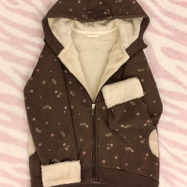 초코 라떼갸루 눈꽃무늬 퍼 후드집업 핀터레스트