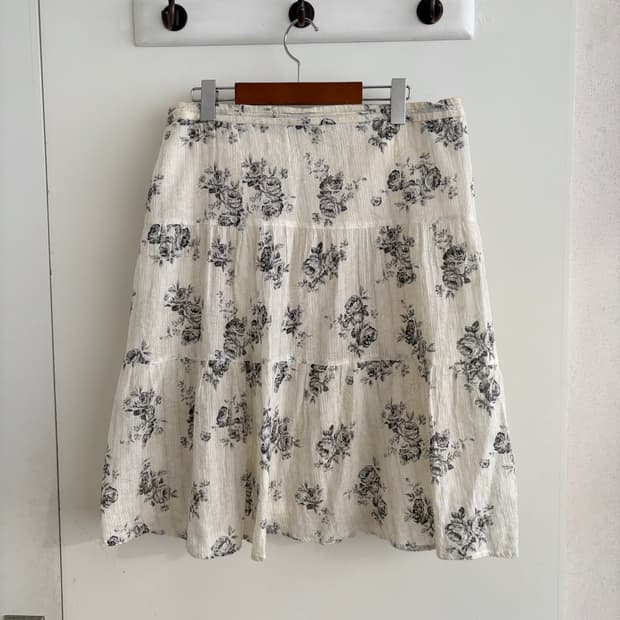 스나계 모리걸 플라워 패턴 빈티지 롱스커트