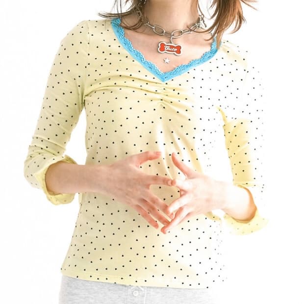 mini heart lace top (lemon) 샵페어리 긴팔 슬리브