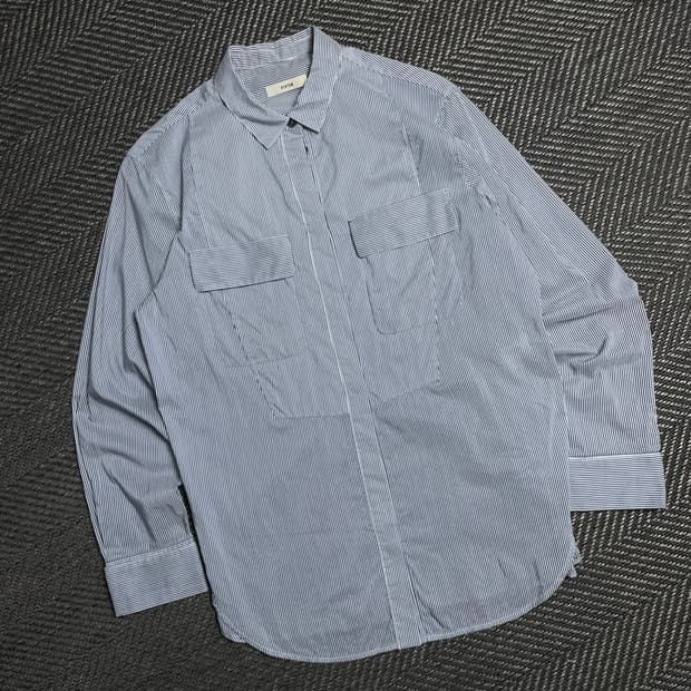 시스템 미니멀 투포켓 스트라이프 긴팔 셔츠y 5174