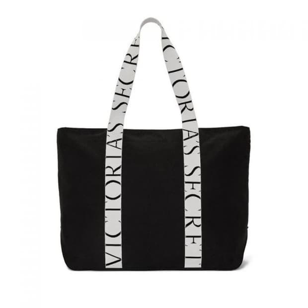 빅토리아시크릿 캔버스 토트백 블랙 시그니처 로고 라지 에코백가방