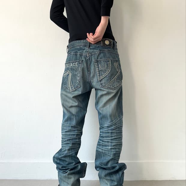 베르사체 2000s 블루 워싱 웨이브진