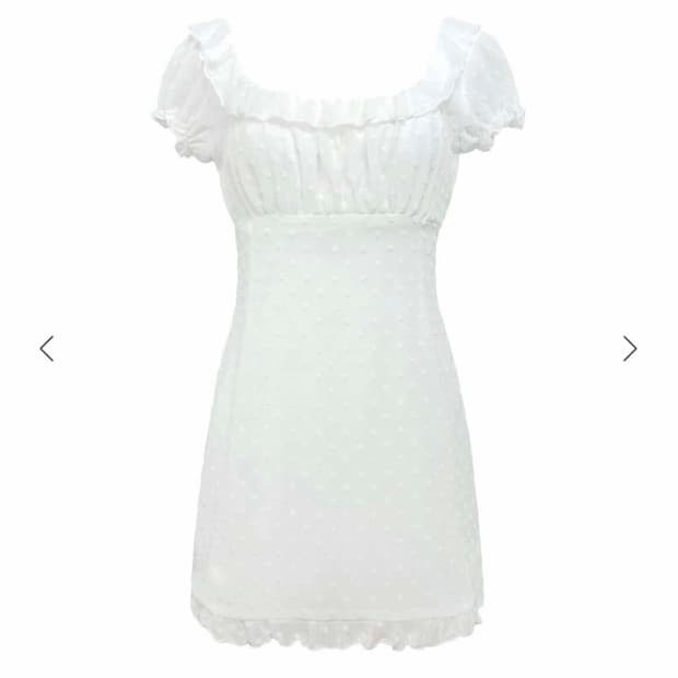 익스파이어드걸 스퀘어 도트 미니 원피스 화이트