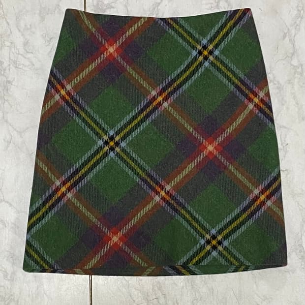 랄프로렌 체크 모 스커트 허리 27 인치