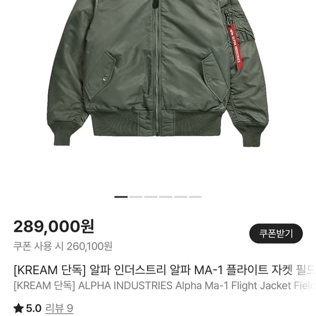 알파인더스티 플라이트 자켓 필드그레이