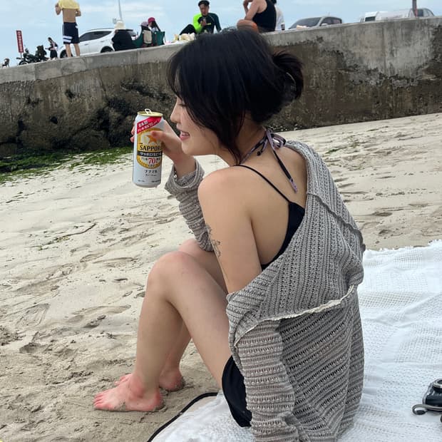 새상품)보헤미안 자가드 여름 후드가디건 살안타템 카키