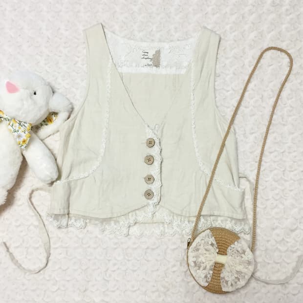 빈티지 모리걸 아이보리 레이스 베스트